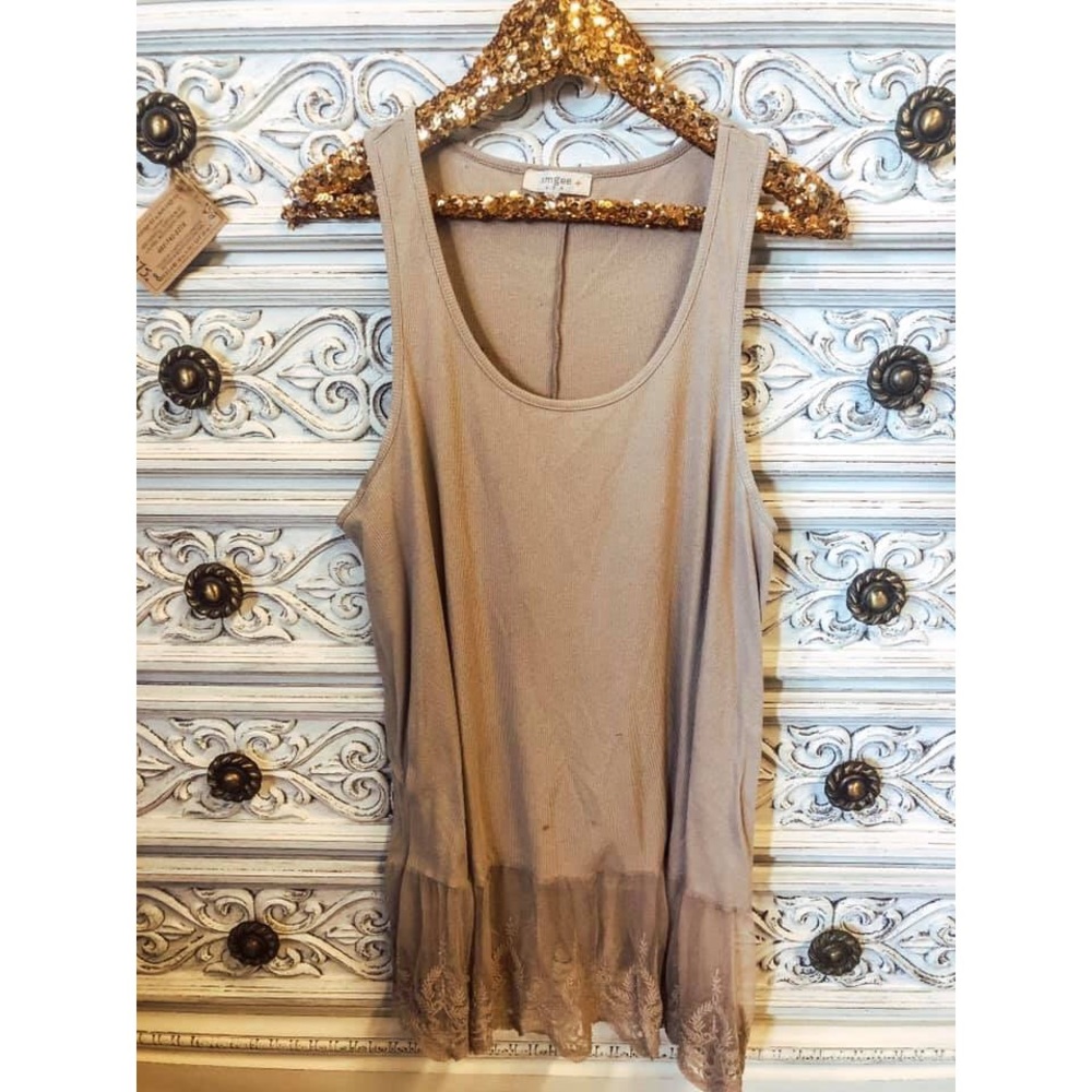Taupe Lace Tank